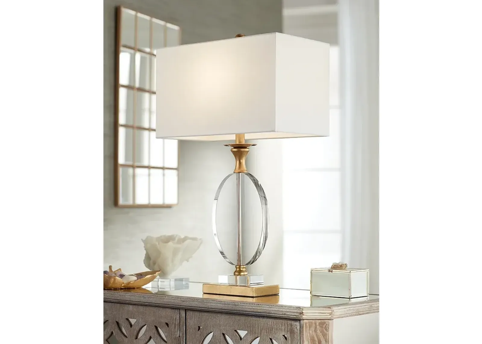 Vienna Full Spectrum Valerie 28" Modern Gold Clear Crystal Table Lamp