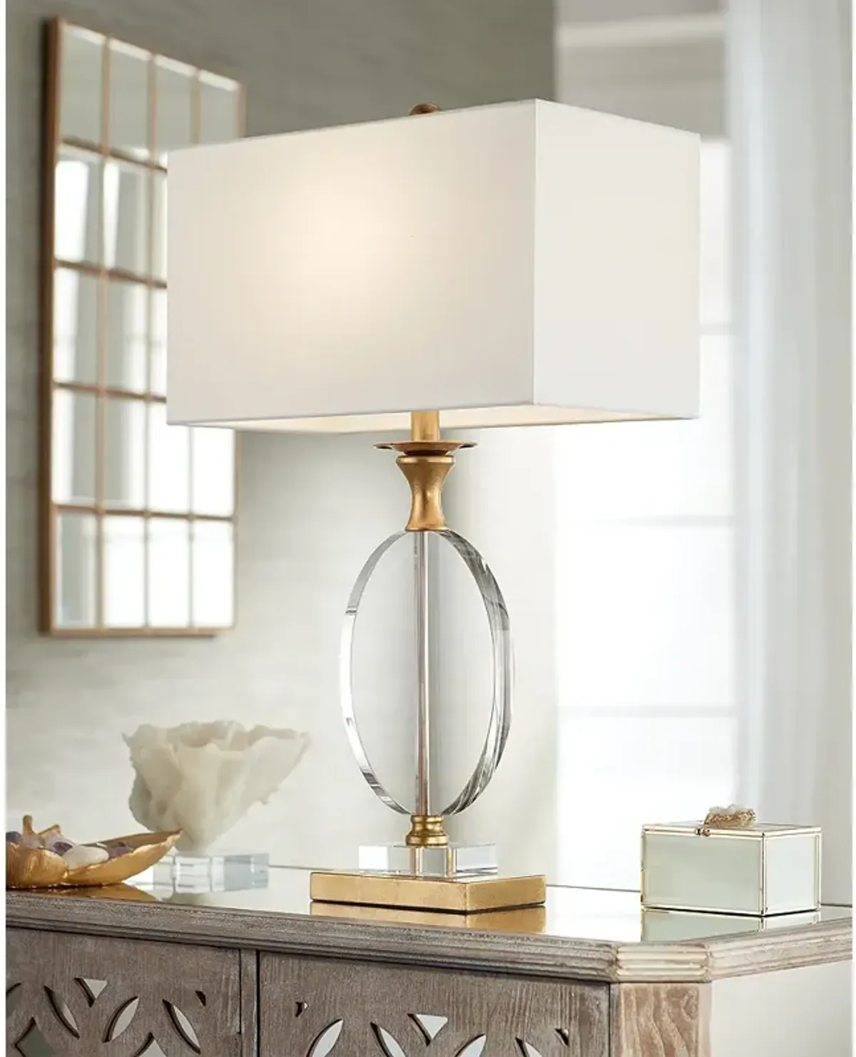 Vienna Full Spectrum Valerie 28" Modern Gold Clear Crystal Table Lamp