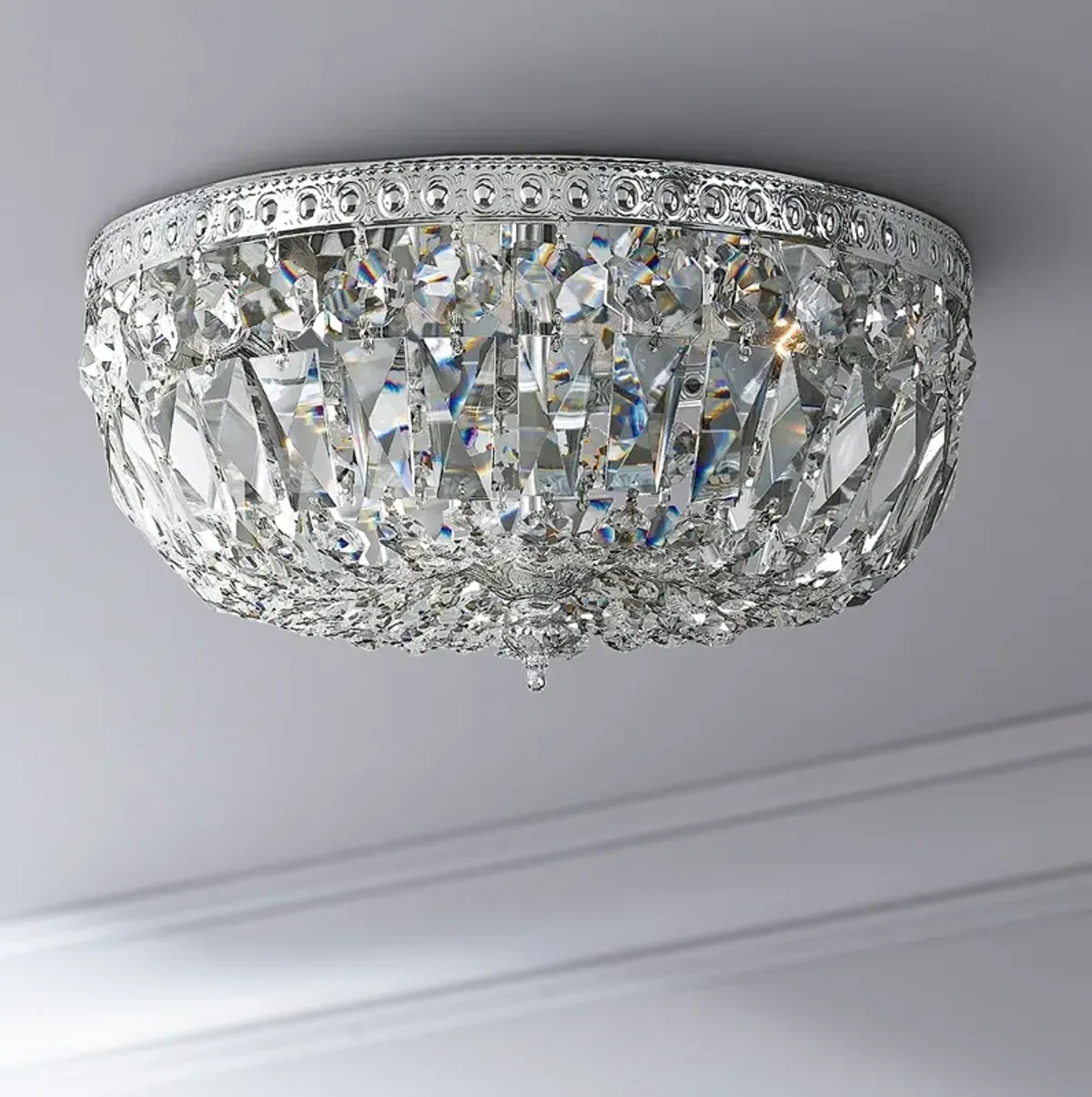 Crystorama Lexington 14" Chrome and Crystal Glass Dome Ceiling Light
