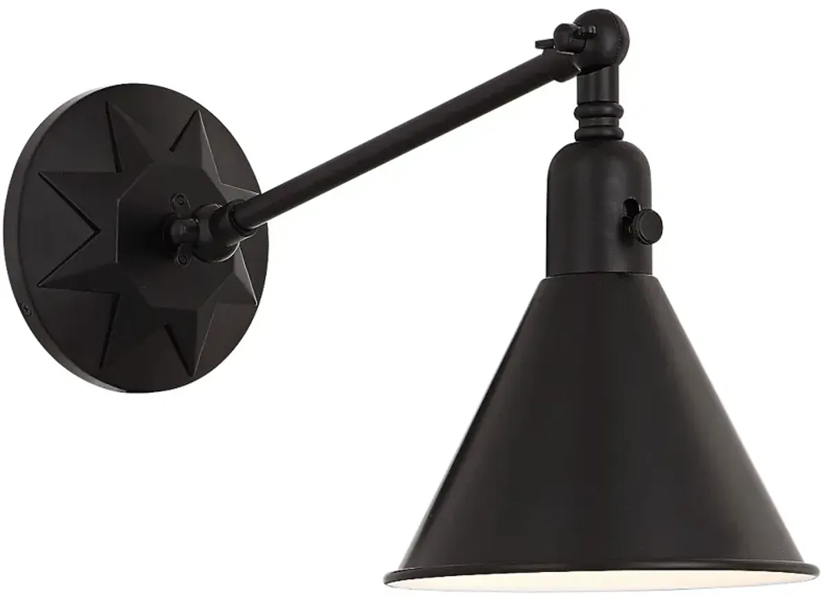 Crystorama Morgan 7" High Matte Black Wall Sconce