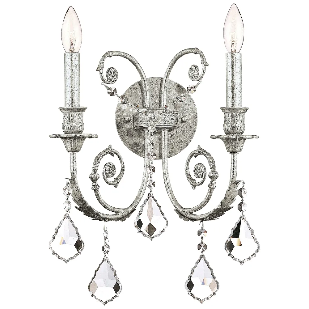 Crystorama Regis 15" High Olde Silver 2-Light Wall Sconce