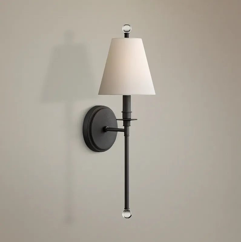 Crystorama Riverdale 14 1/2" High Black Forged Wall Sconce