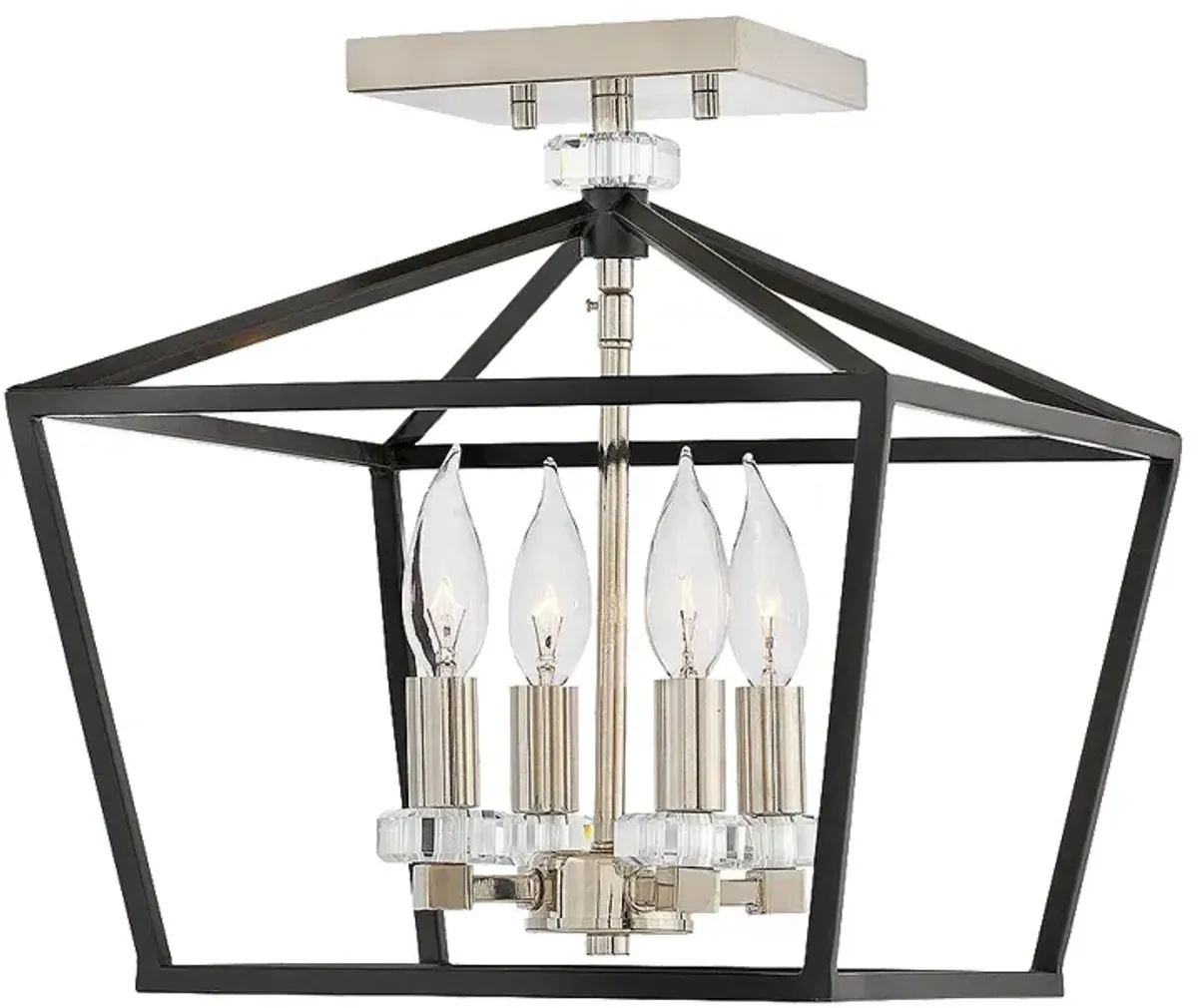 Stinson 13" Wide Black with Polished Nickel Ceiling Light