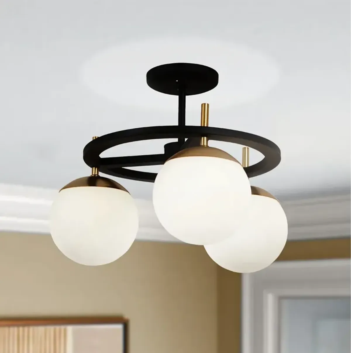 George Kovacs Alluria 18" Wide 3-Light Black and Gold Ceiling Light