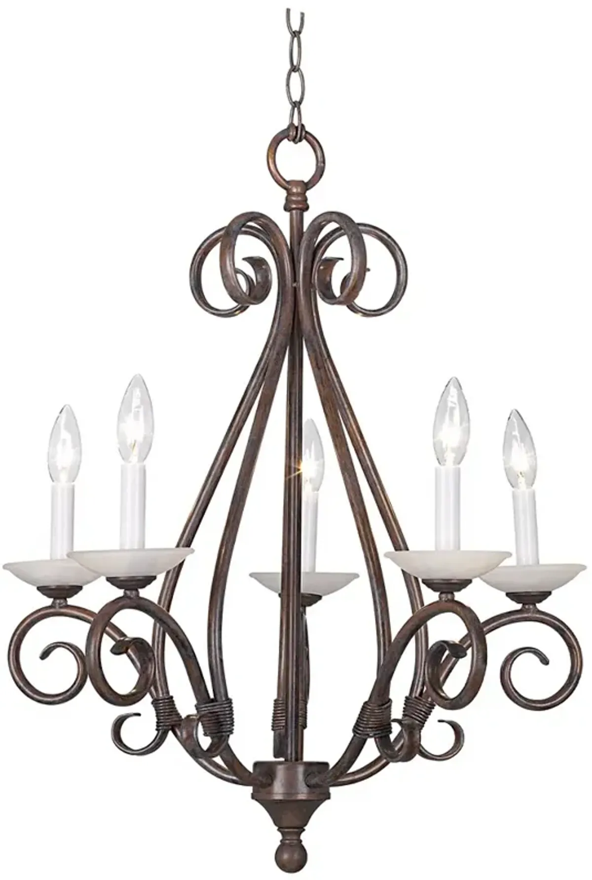 Franklin Iron Works Iron Scroll 23" Wide 5-Light Candelabra Chandelier