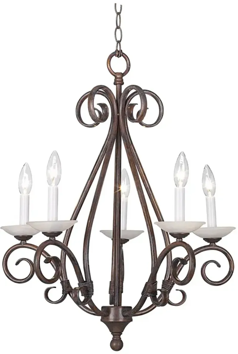 Franklin Iron Works Iron Scroll 23" Wide 5-Light Candelabra Chandelier