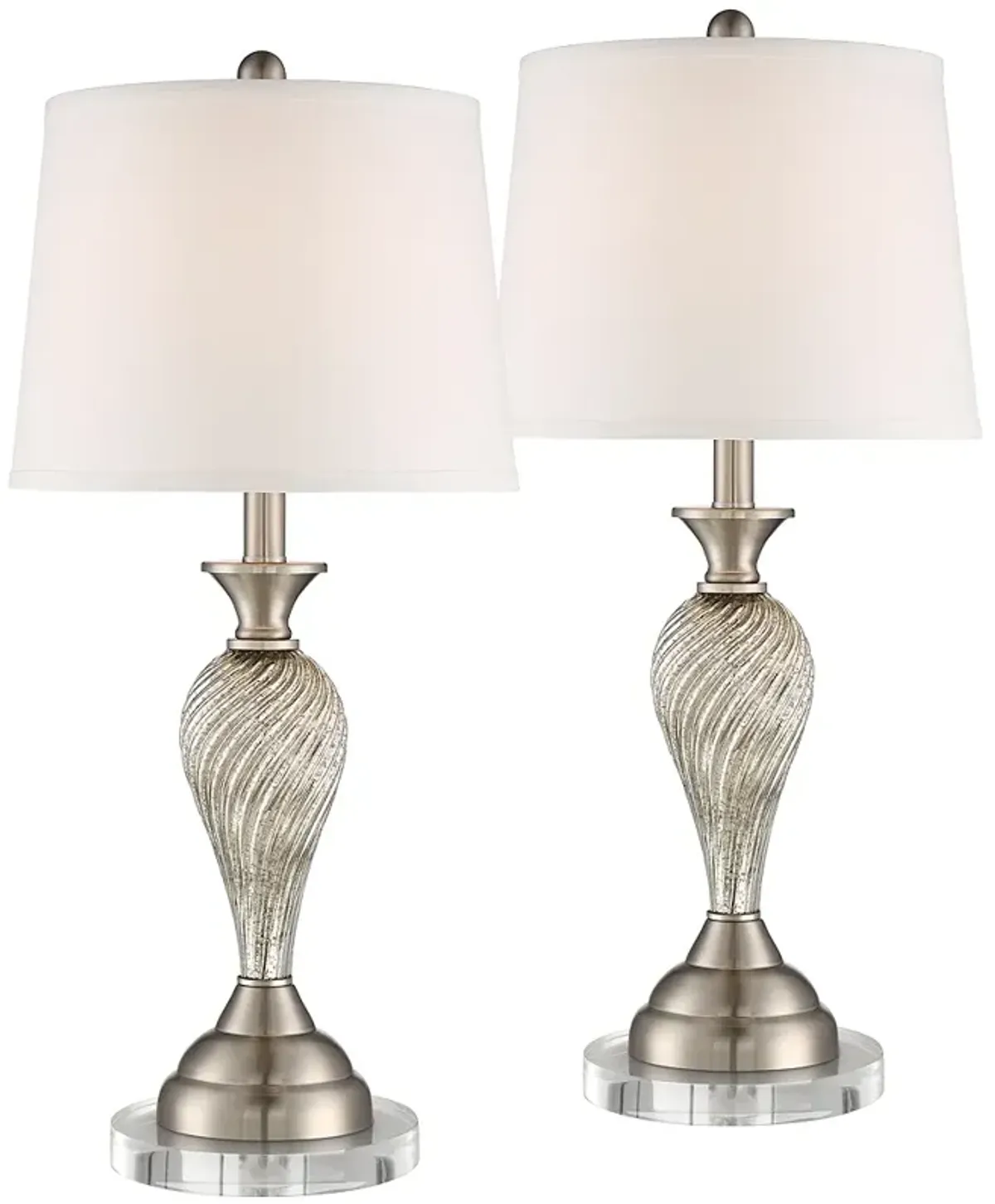 Regency Hill Arden Twist Mercury Glass Table Lamps with Acrylic Risers