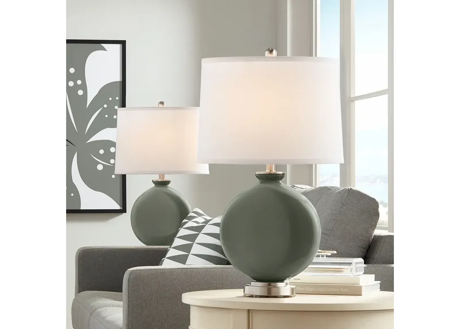 Pewter Green Carrie Table Lamp Set of 2