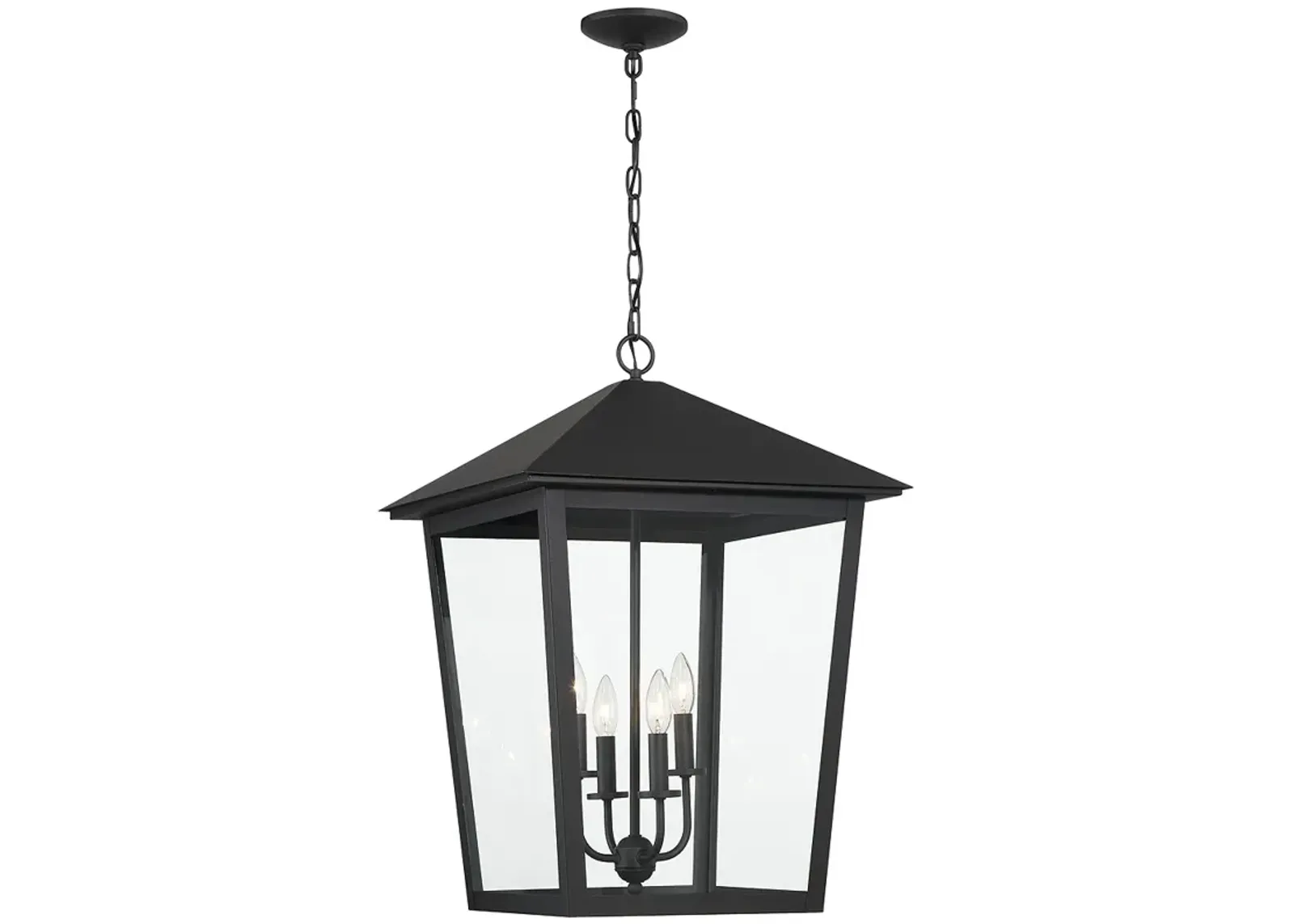 The Great Outdoors Noble Hill 4-Light Black Chain Hung with Glass Shade