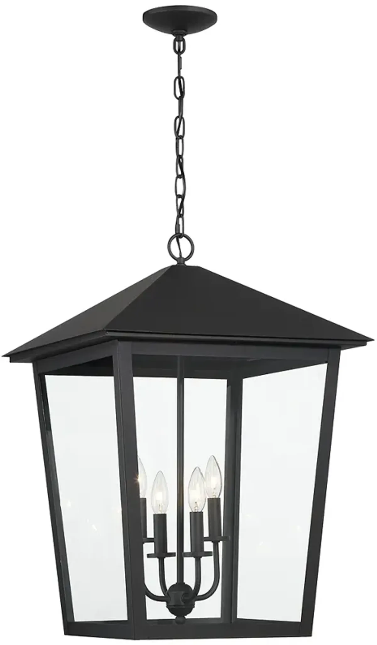 The Great Outdoors Noble Hill 4-Light Black Chain Hung with Glass Shade