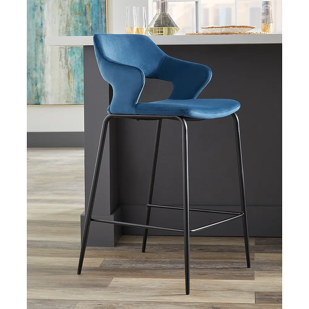 Vidar 26" Blue Velvet Counter Stool