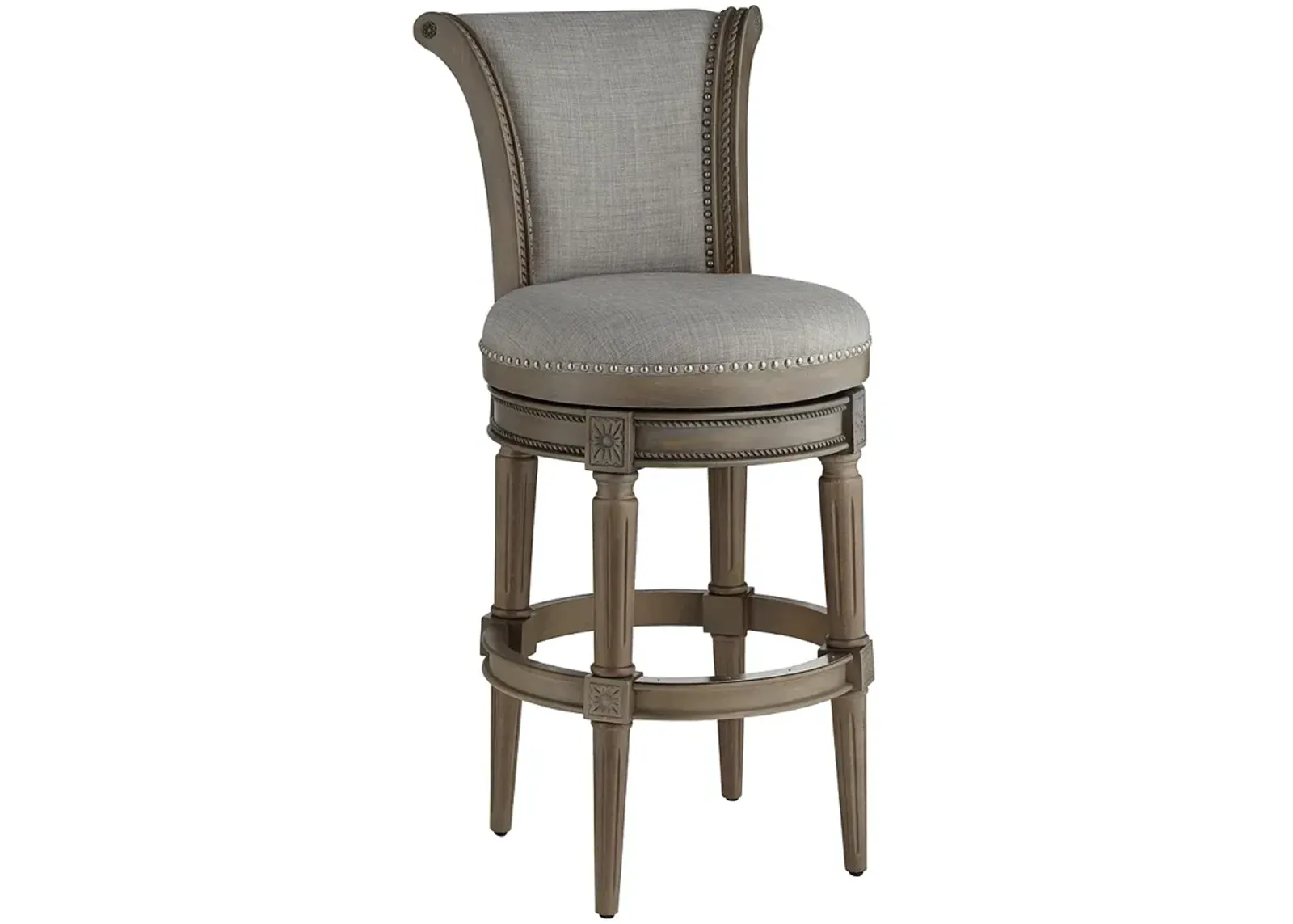 Oliver 30 3/4" High Ash Gray Fabric Scroll Back Swivel Bar Stool