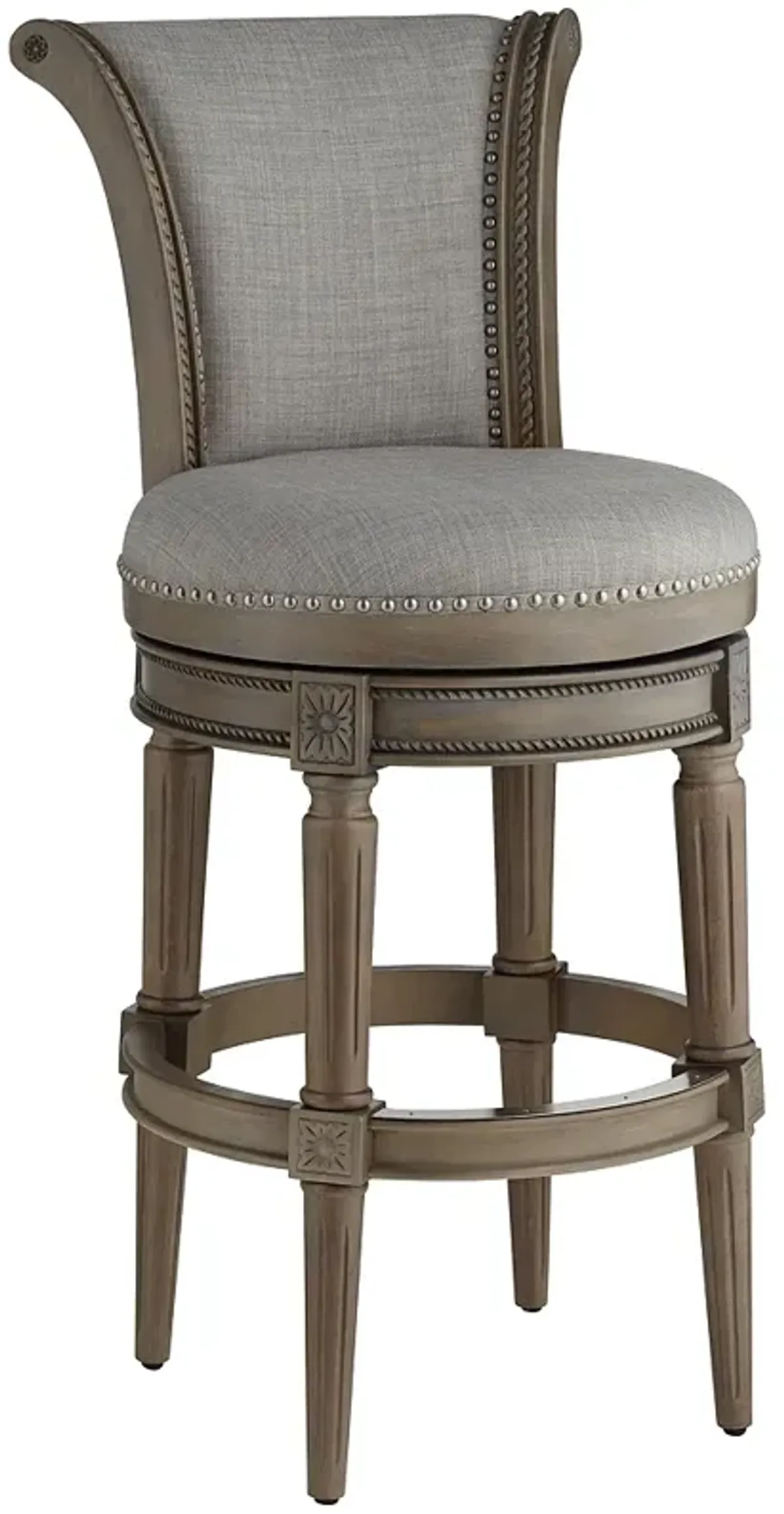 Oliver 30 3/4" High Ash Gray Fabric Scroll Back Swivel Bar Stool