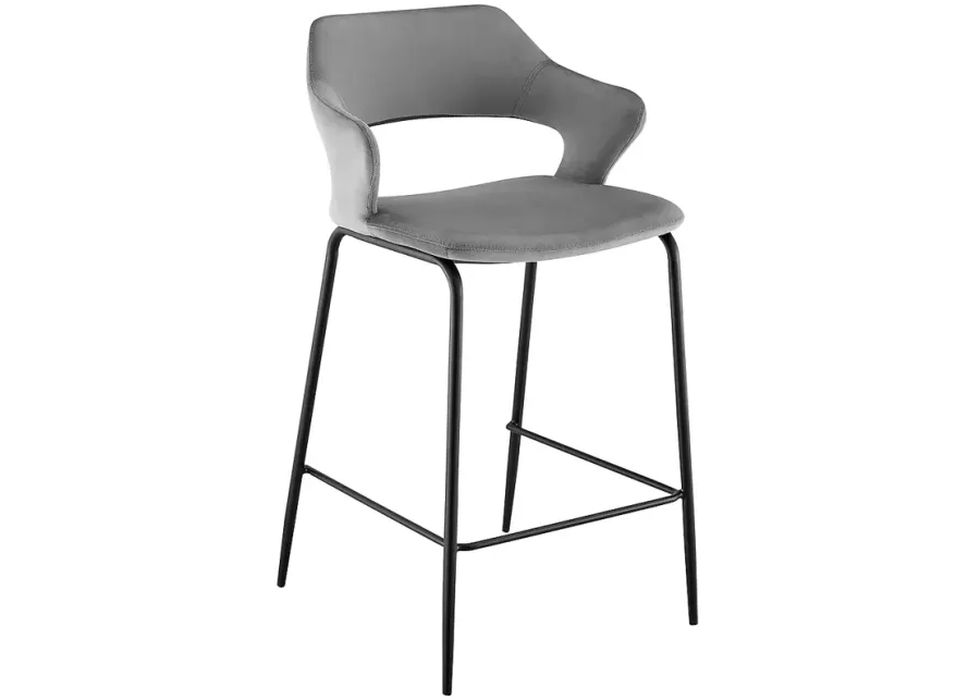 Vidar 26" Gray Velvet Counter Stool