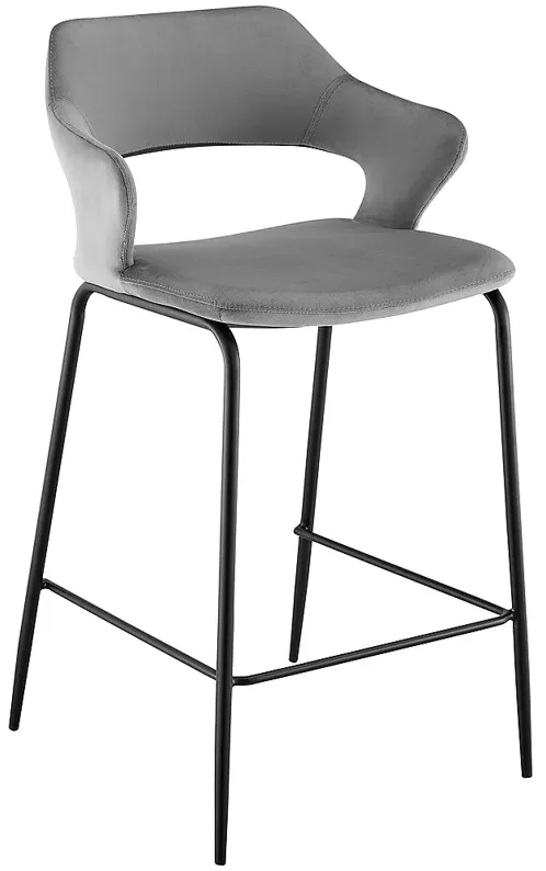 Vidar 26" Gray Velvet Counter Stool