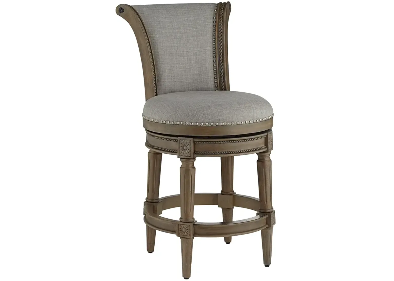 Oliver 26" High Gray and Oak Traditional Swivel Counter Stool