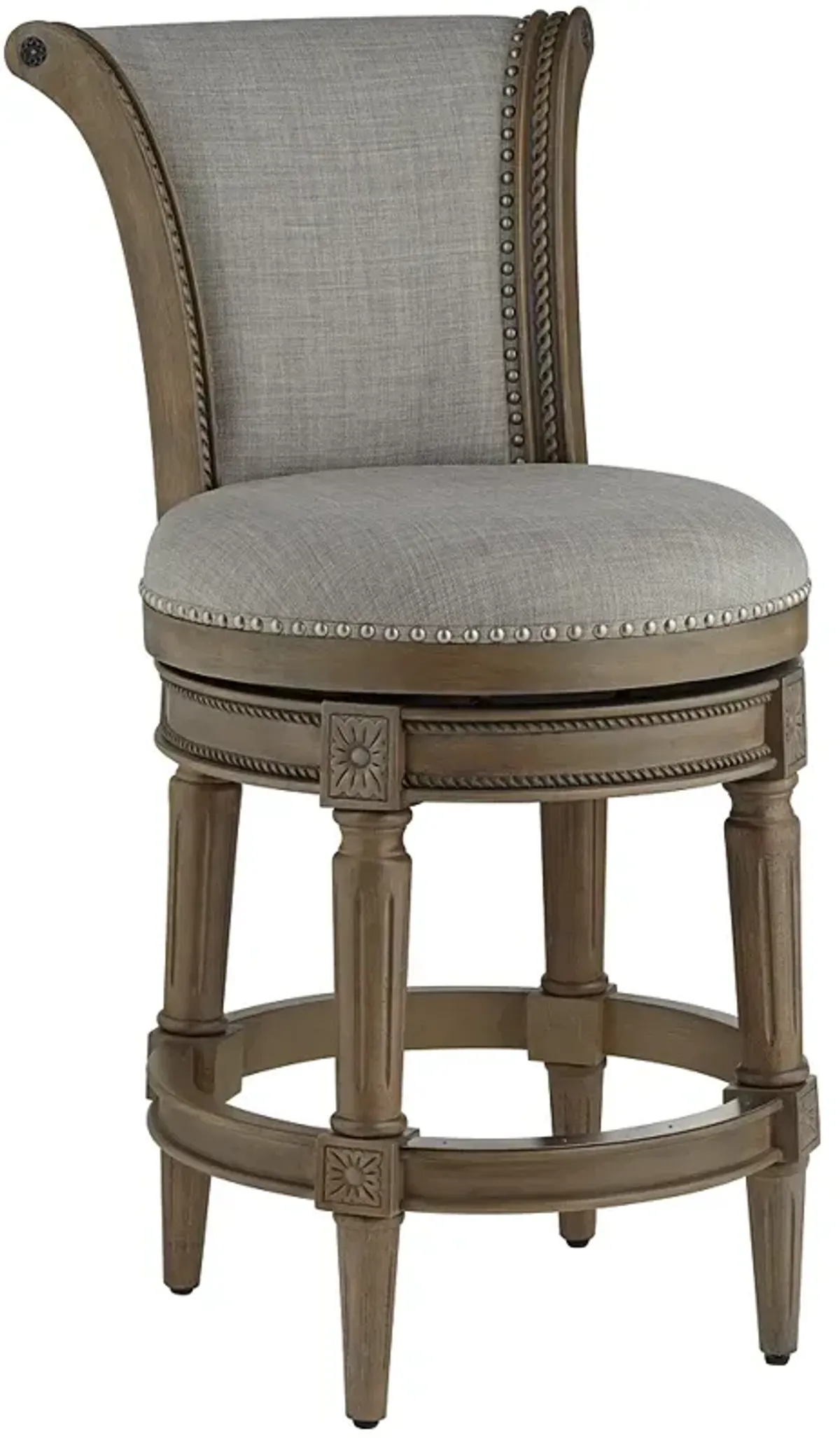 Oliver 26" High Gray and Oak Traditional Swivel Counter Stool