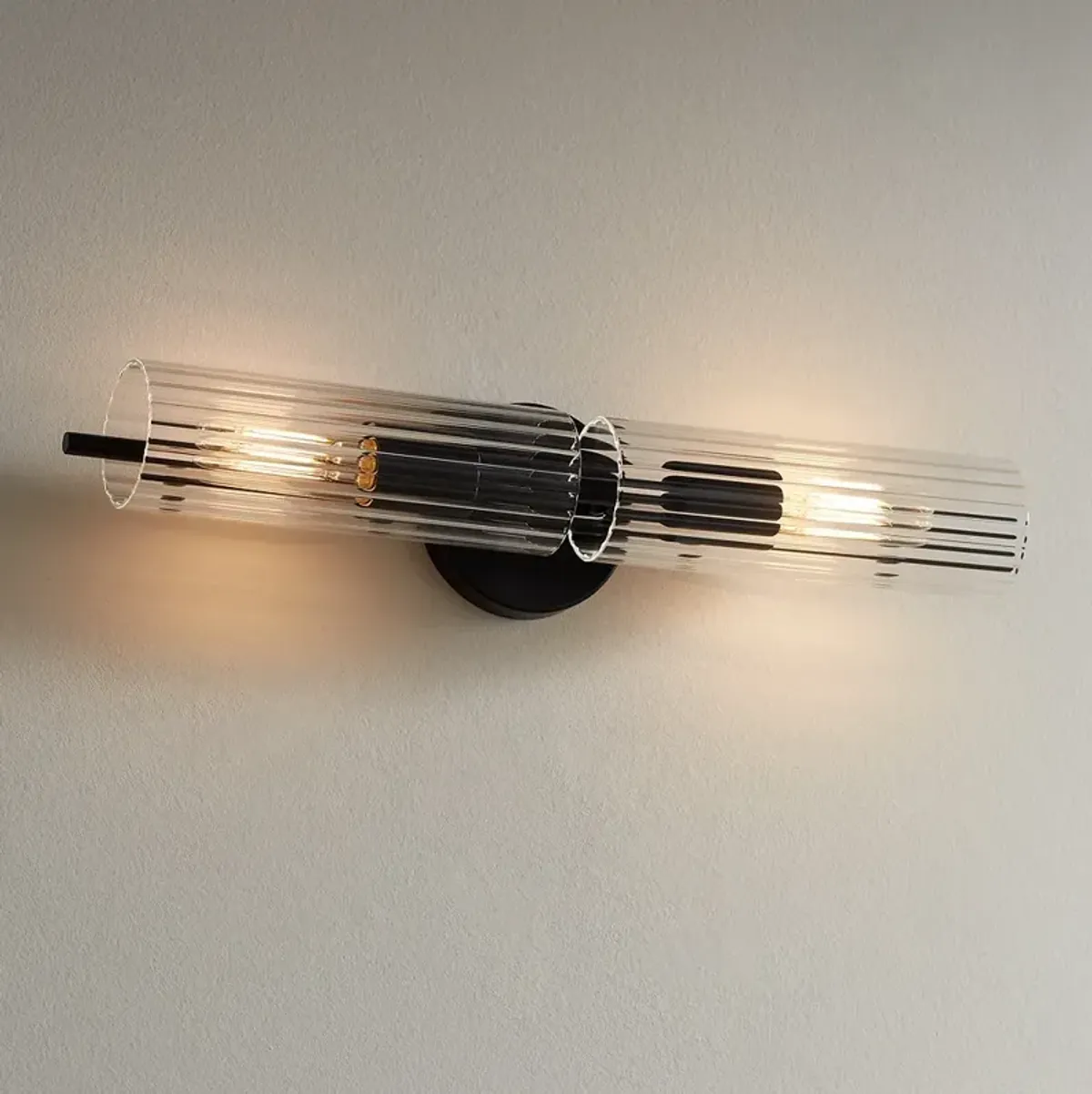 Possini Euro Taurus 22" Wide Matte Black 2-Light Bath Light