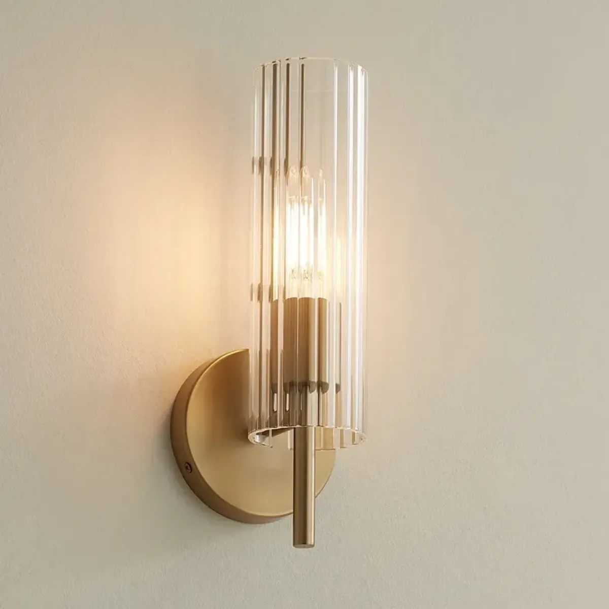 Possini Euro Taurus 13 1/2" High Brushed Champagne Wall Sconce