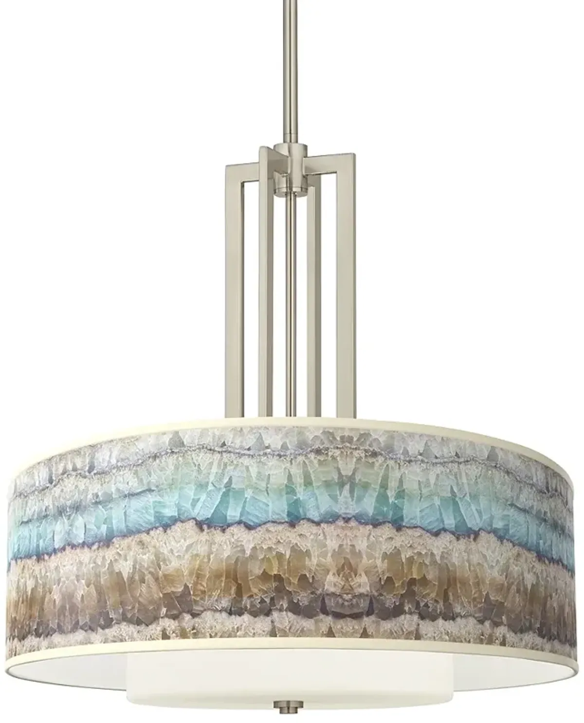 Giclee Glow Carey 24" Marble Jewel  Brushed Nickel 4-Light Chandelier