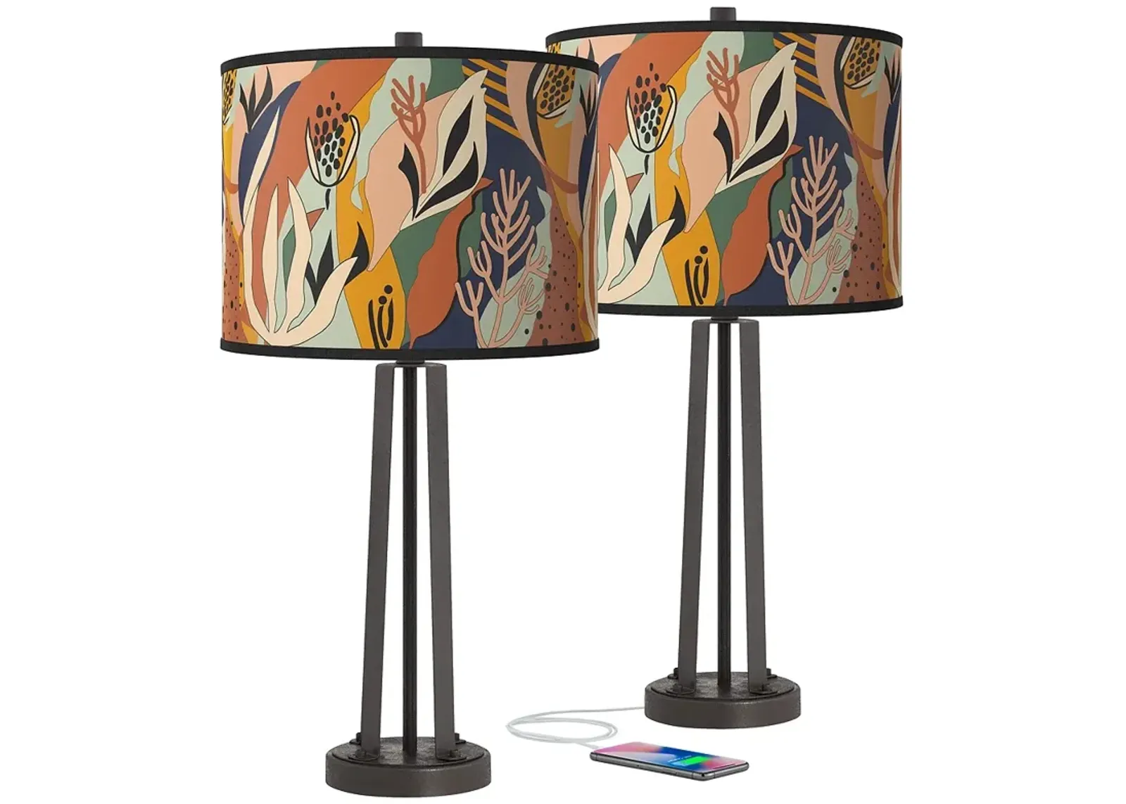 Wild Desert Susan Dark Bronze USB Table Lamps Set of 2