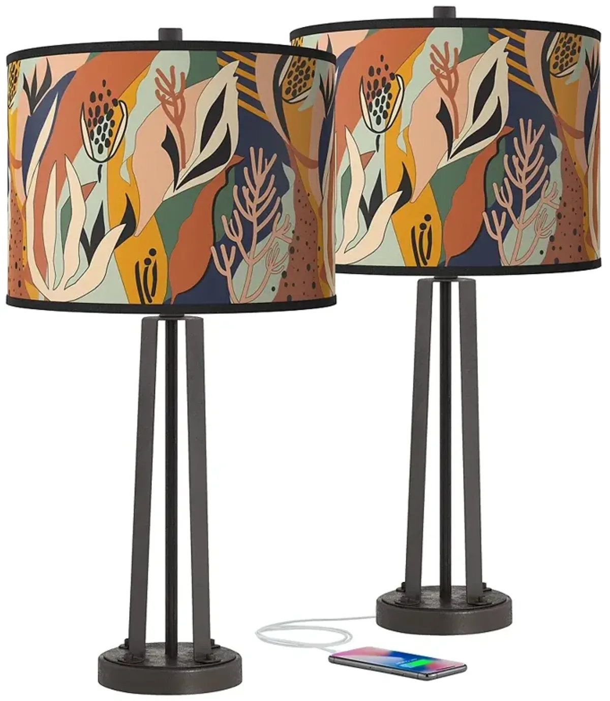 Wild Desert Susan Dark Bronze USB Table Lamps Set of 2