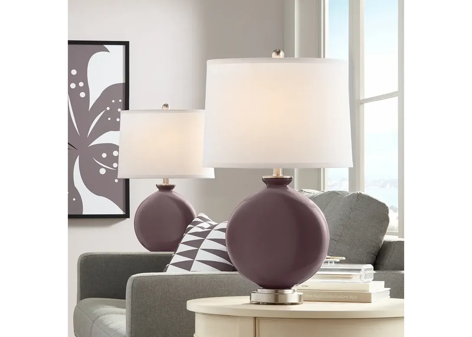 Color Plus Carrie 26 1/2" Poetry Plum Purple Table Lamps Set of 2