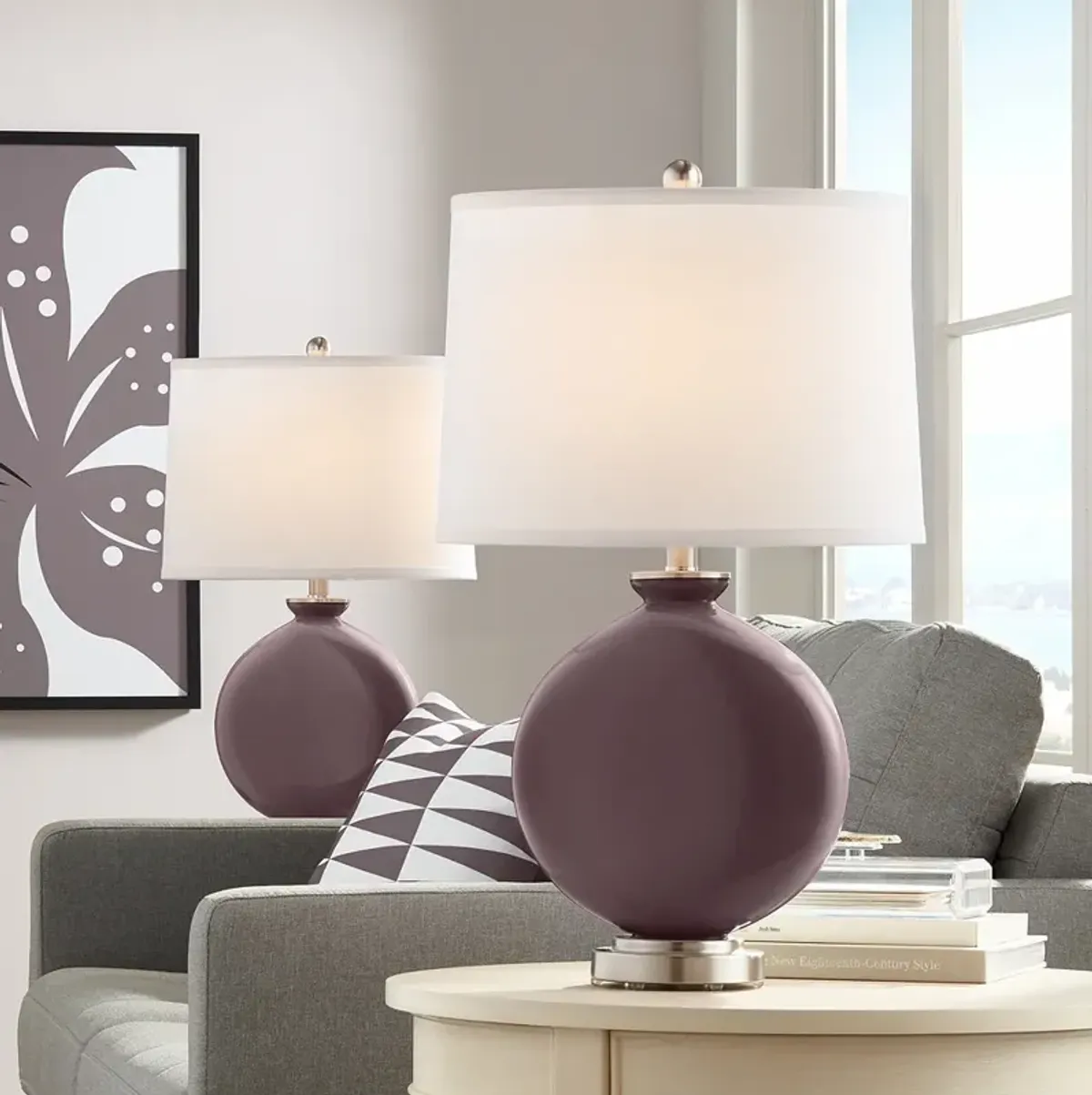 Color Plus Carrie 26 1/2" Poetry Plum Purple Table Lamps Set of 2