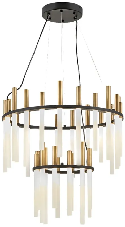 Echo 26" Wide Heritage Brass Black 33-Light LED Chandelier