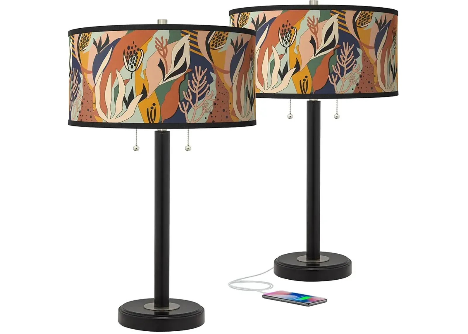 Wild Desert Arturo Black Bronze USB Table Lamps Set of 2