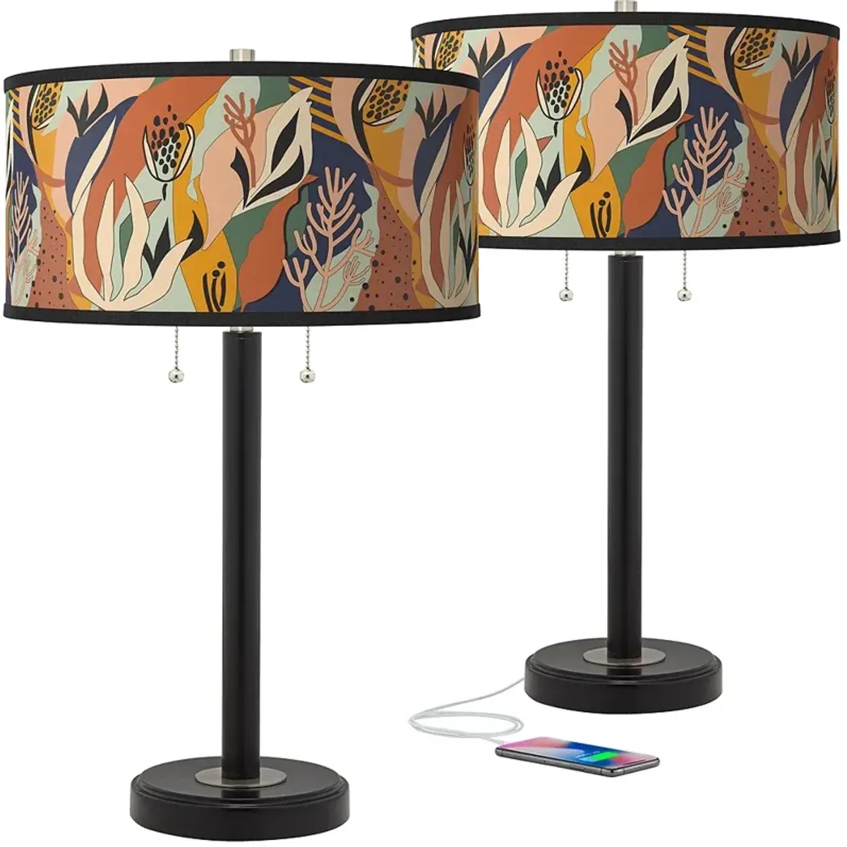 Wild Desert Arturo Black Bronze USB Table Lamps Set of 2