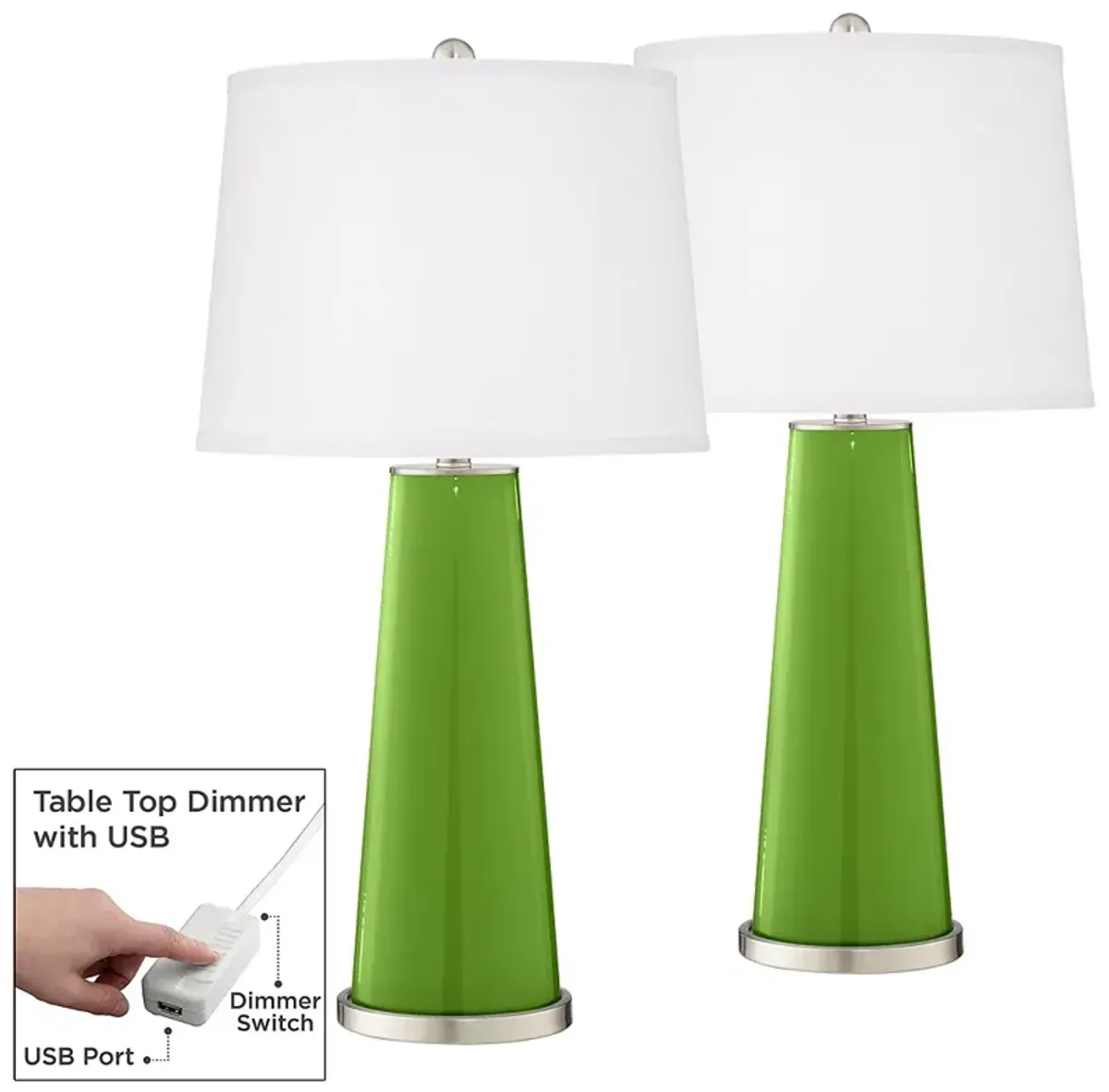 Rosemary Green Leo Table Lamp Set of 2 with Dimmers