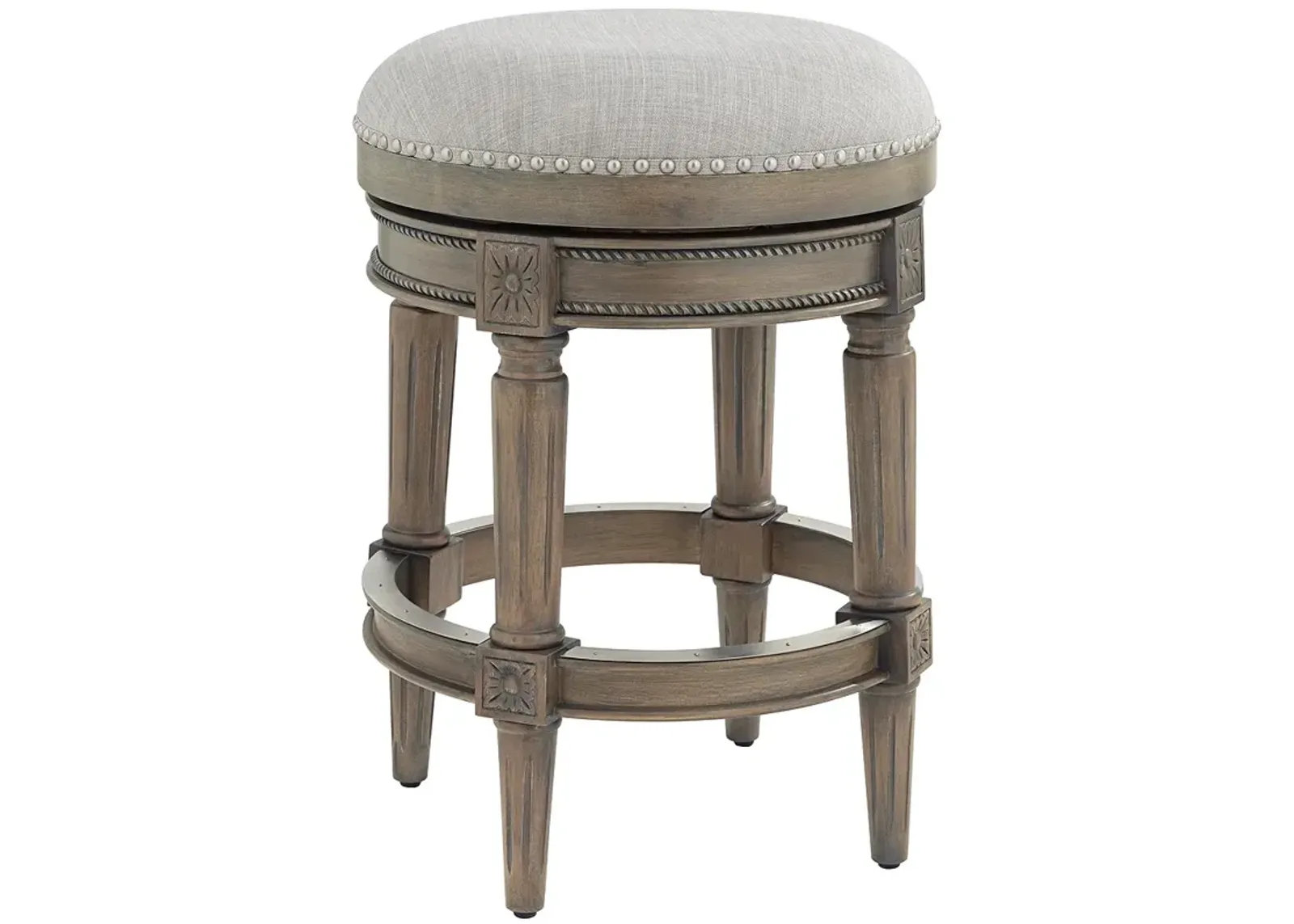 Oliver 26 1/2" Ash Gray Fabric Swivel Counter Stool