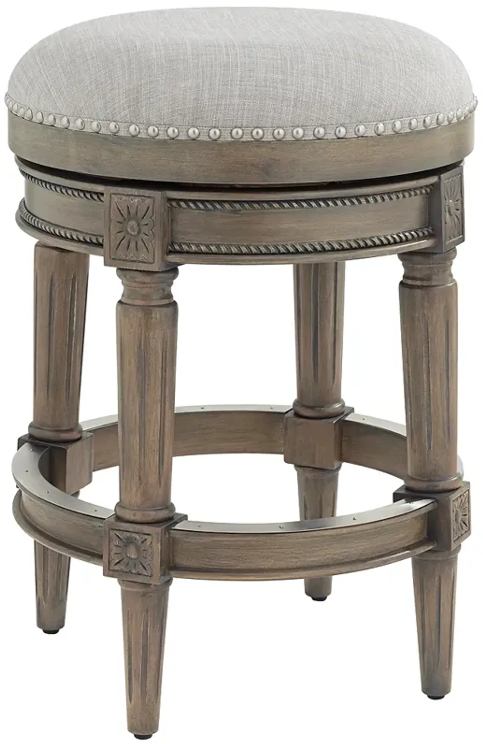 Oliver 26 1/2" Ash Gray Fabric Swivel Counter Stool