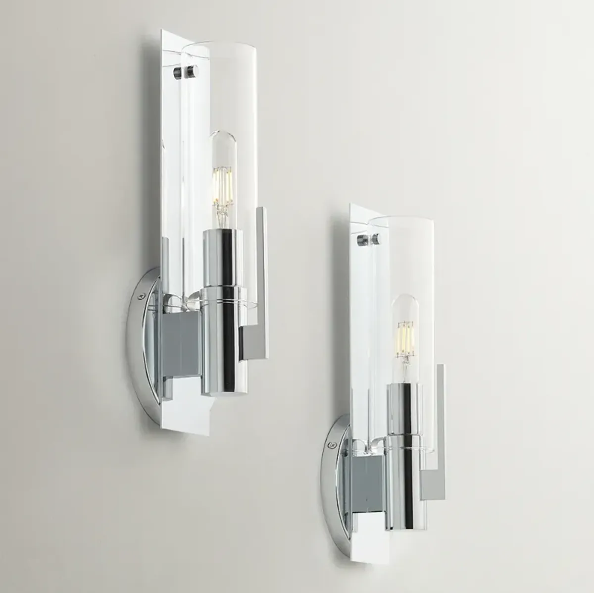 Possini Euro Pax 15" High Chrome Wall Sconce Set of 2