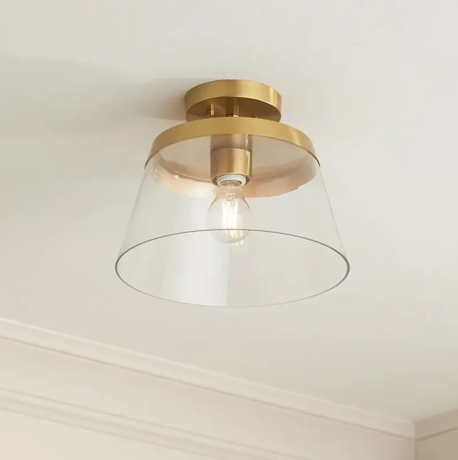 Possini Euro Everly 12" Wide Warm Brass Ceiling Light