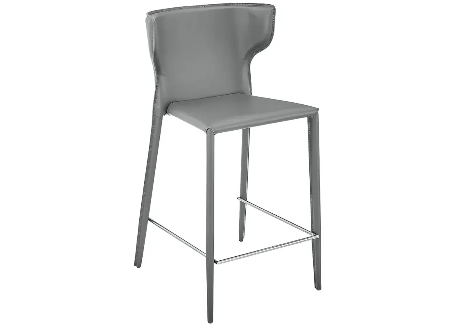 Divinia 25 1/2" Gray Leather Counter Stool