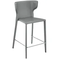 Divinia 25 1/2" Gray Leather Counter Stool
