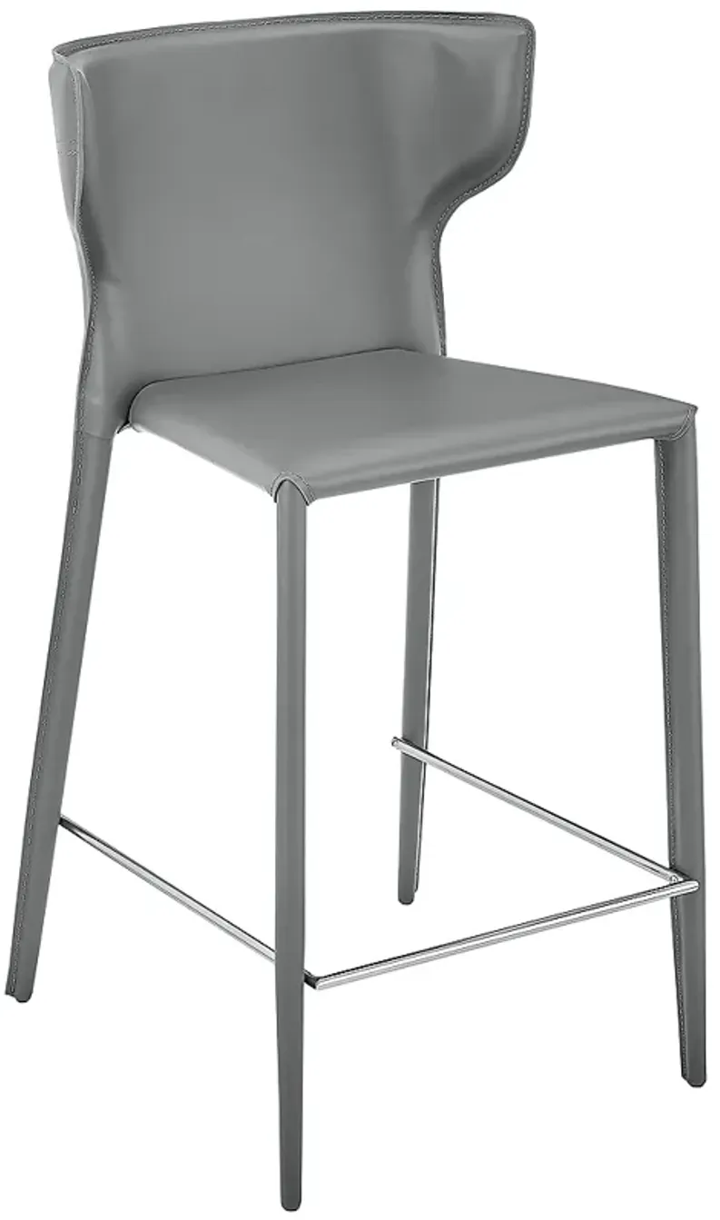 Divinia 25 1/2” Gray Leather Counter Stool