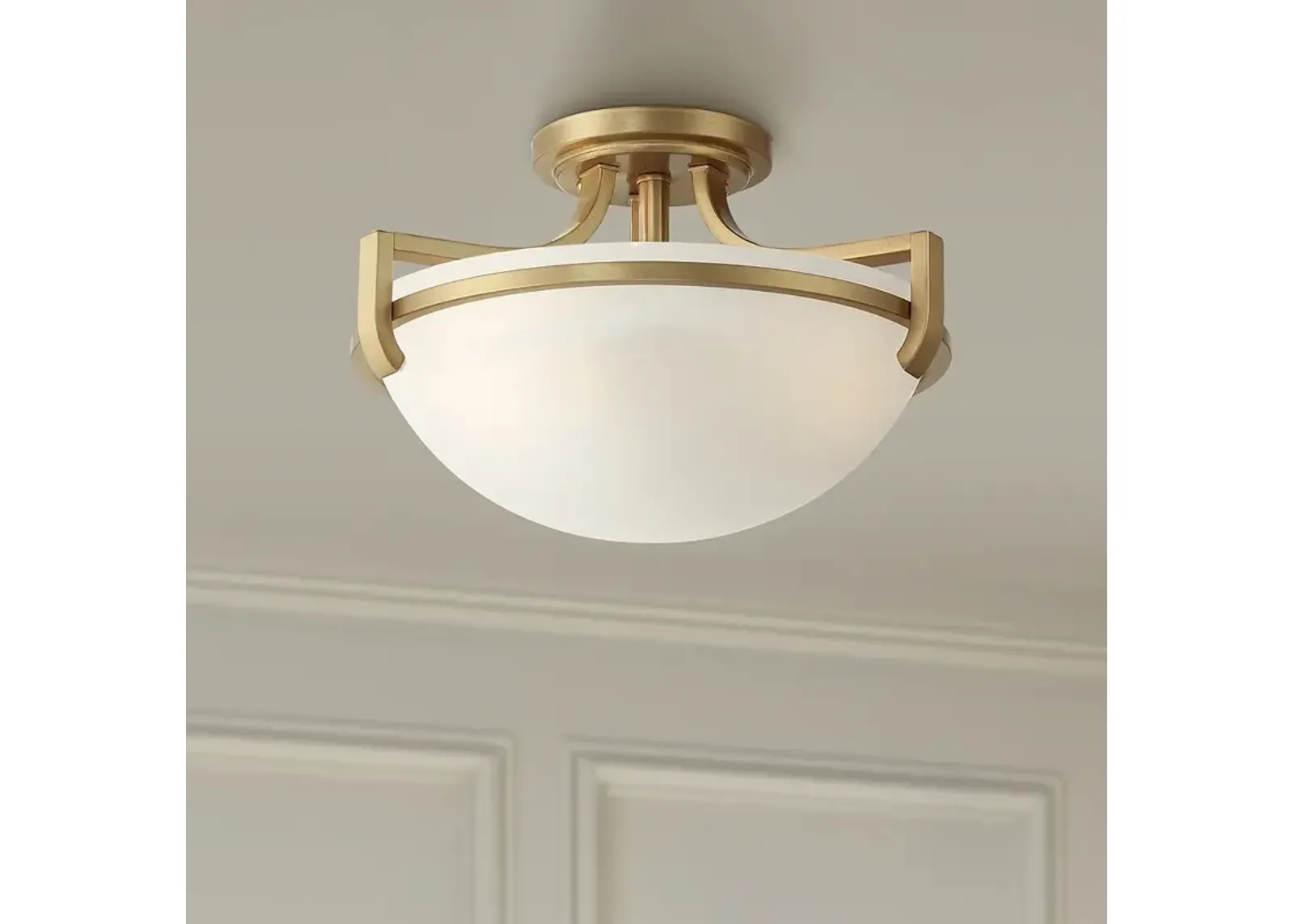 Regency Hil Mallot 13" Wide Soft Gold and Glass Ceiling Light