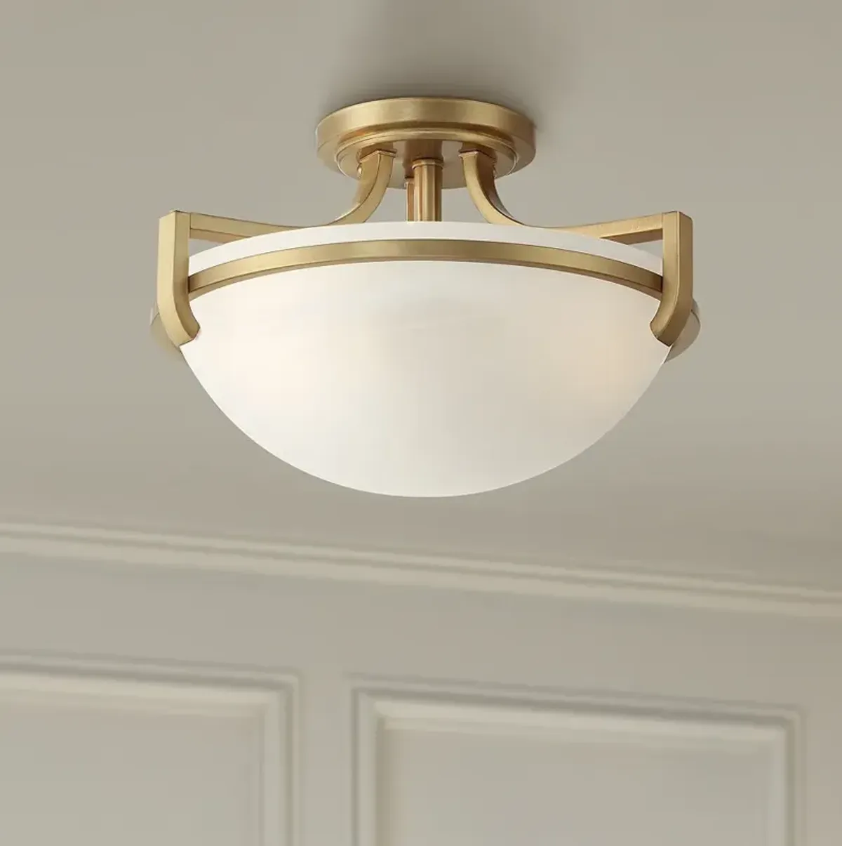 Regency Hil Mallot 13" Wide Soft Gold and Glass Ceiling Light