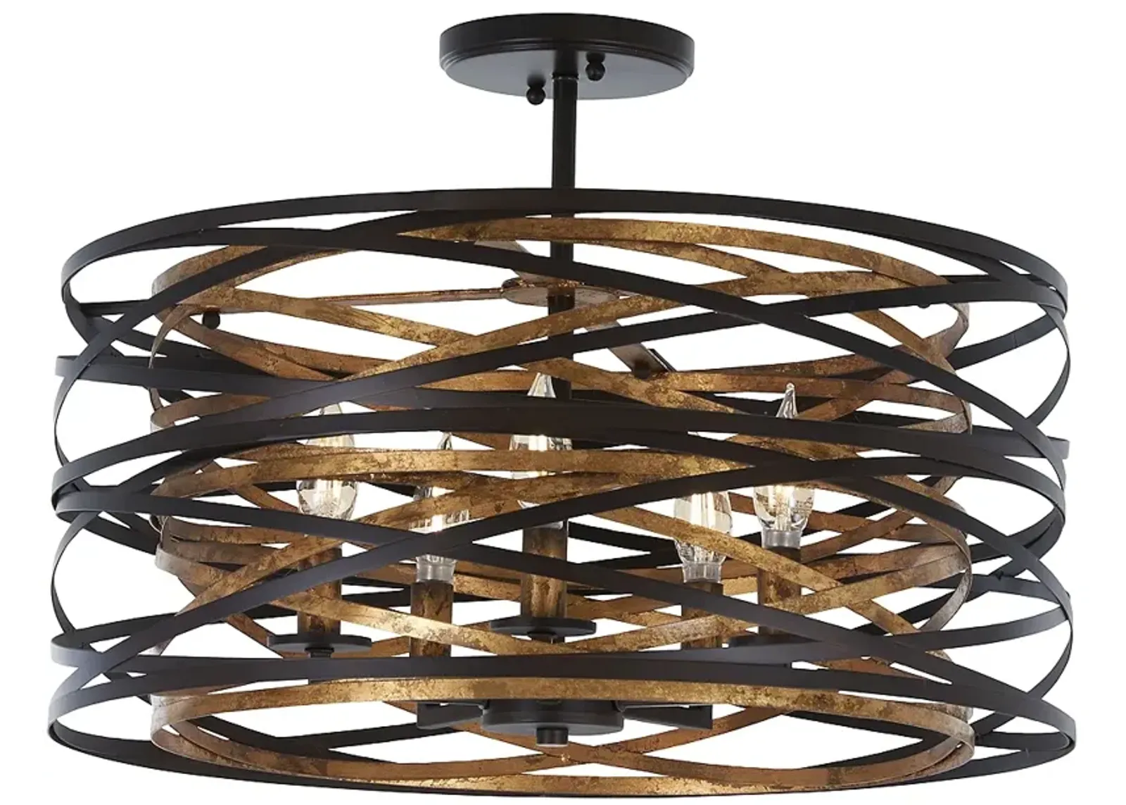 Minka Vortic Flow 20" Wide Dark Bronze and Mosaic Gold 5-Light Pendant