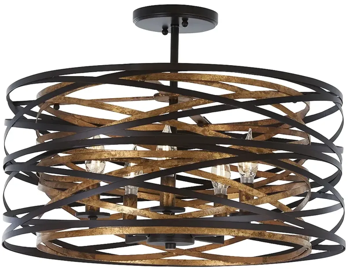 Minka Vortic Flow 20" Wide Dark Bronze and Mosaic Gold 5-Light Pendant