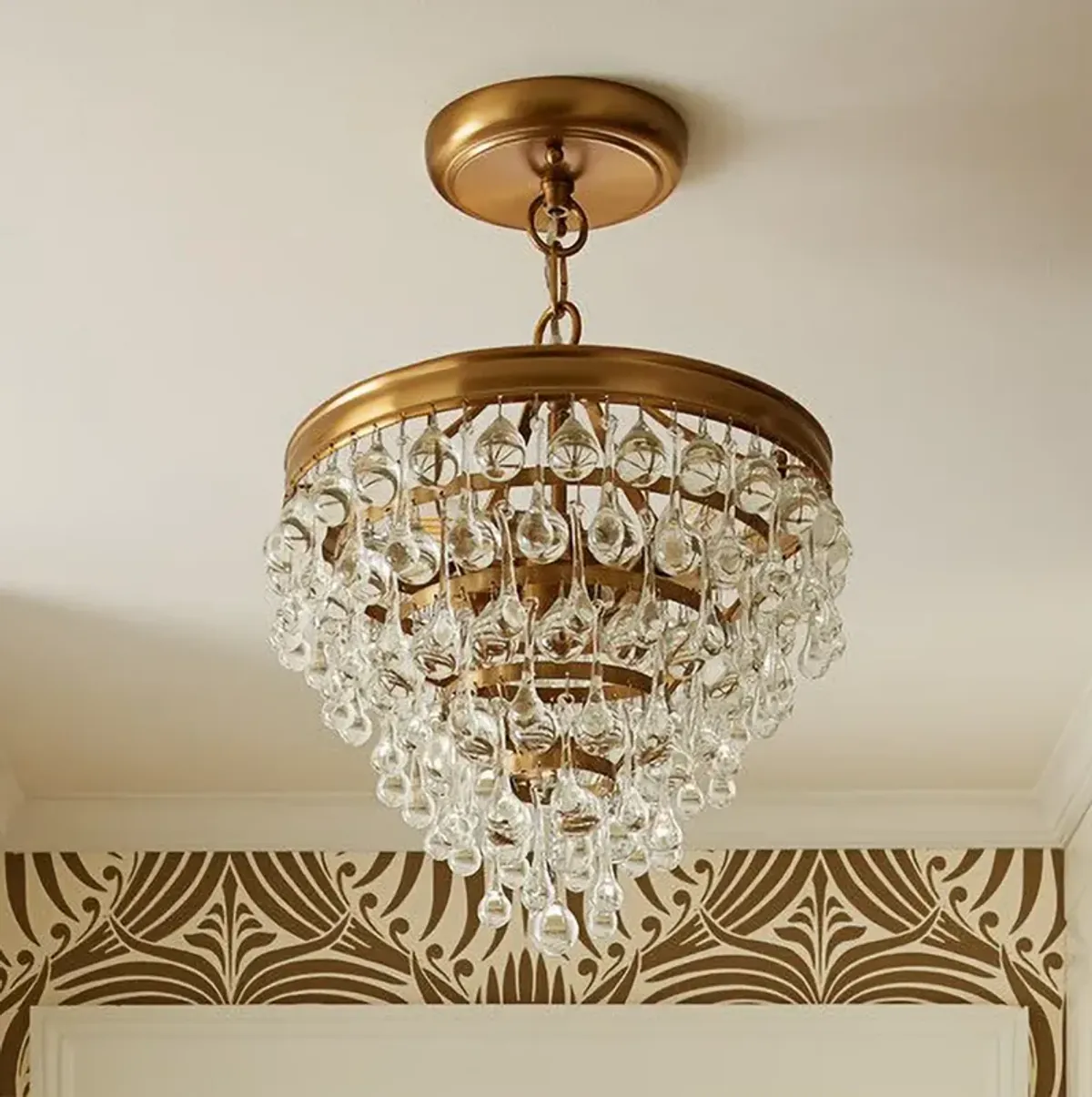 Calypso 12" Wide Vibrant Gold and Crystal Mini Chandelier