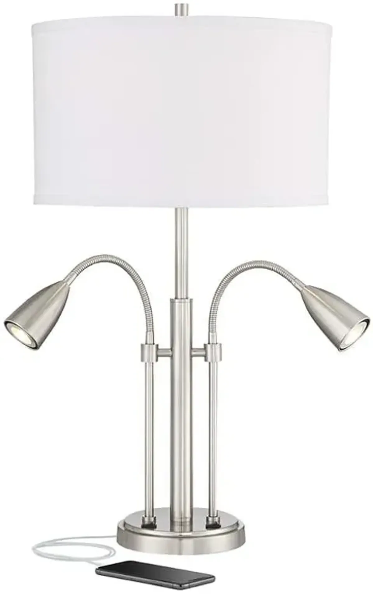 Possini Euro Wagner 29 3/4" Brushed Nickel USB Gooseneck Table Lamp