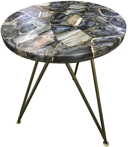 Bengal Manor 17" Wide Blue Agate Modern Accent Table