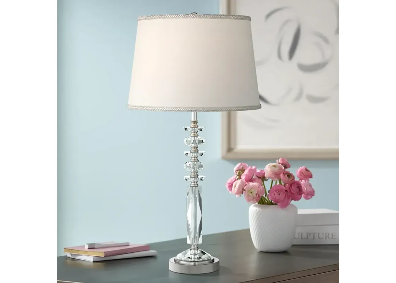 Flora Modern Column Crystal Table Lamp