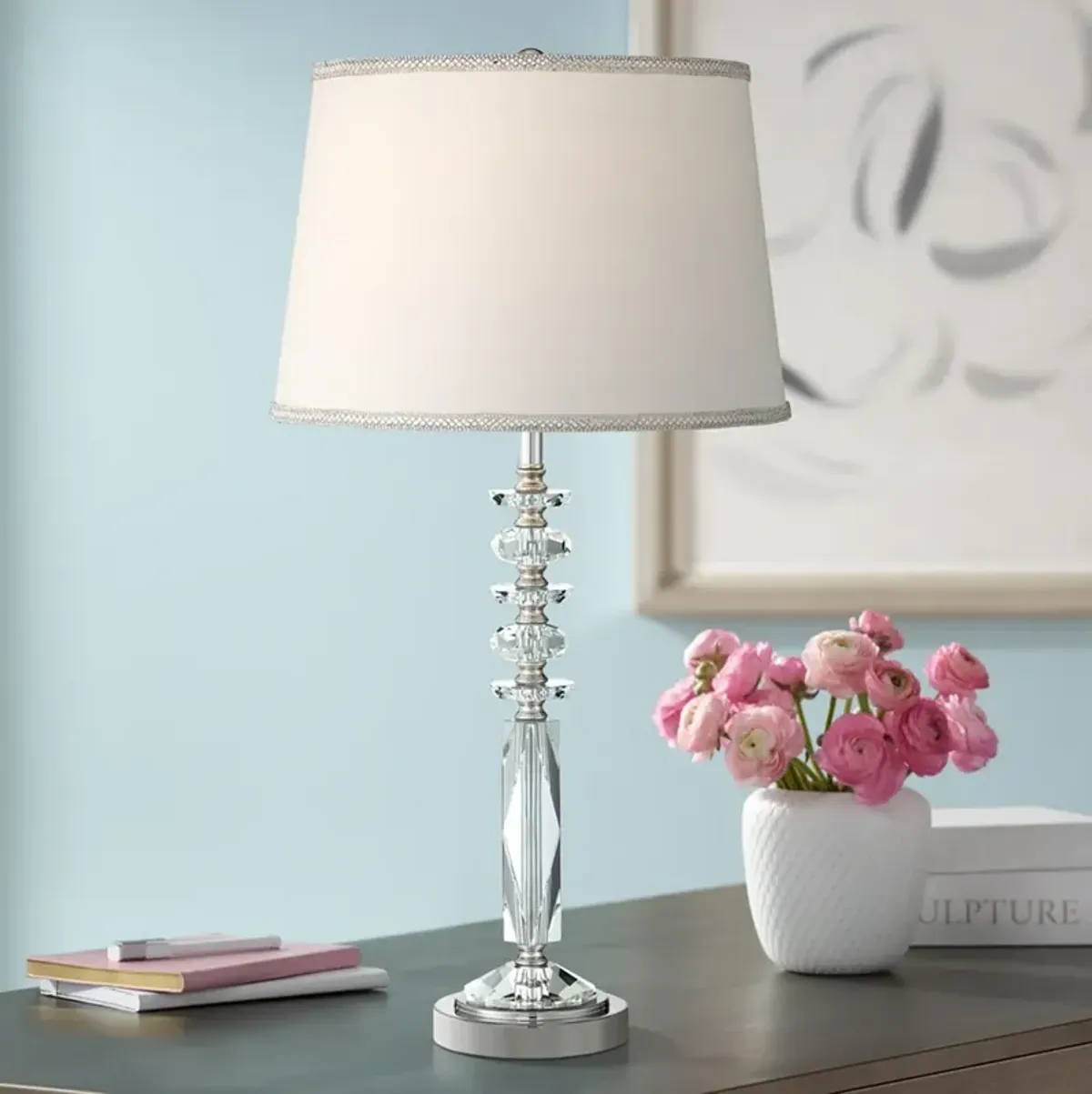 Vienna Full Spectrum Flora 25 1/4" Clear Column Crystal Table Lamp