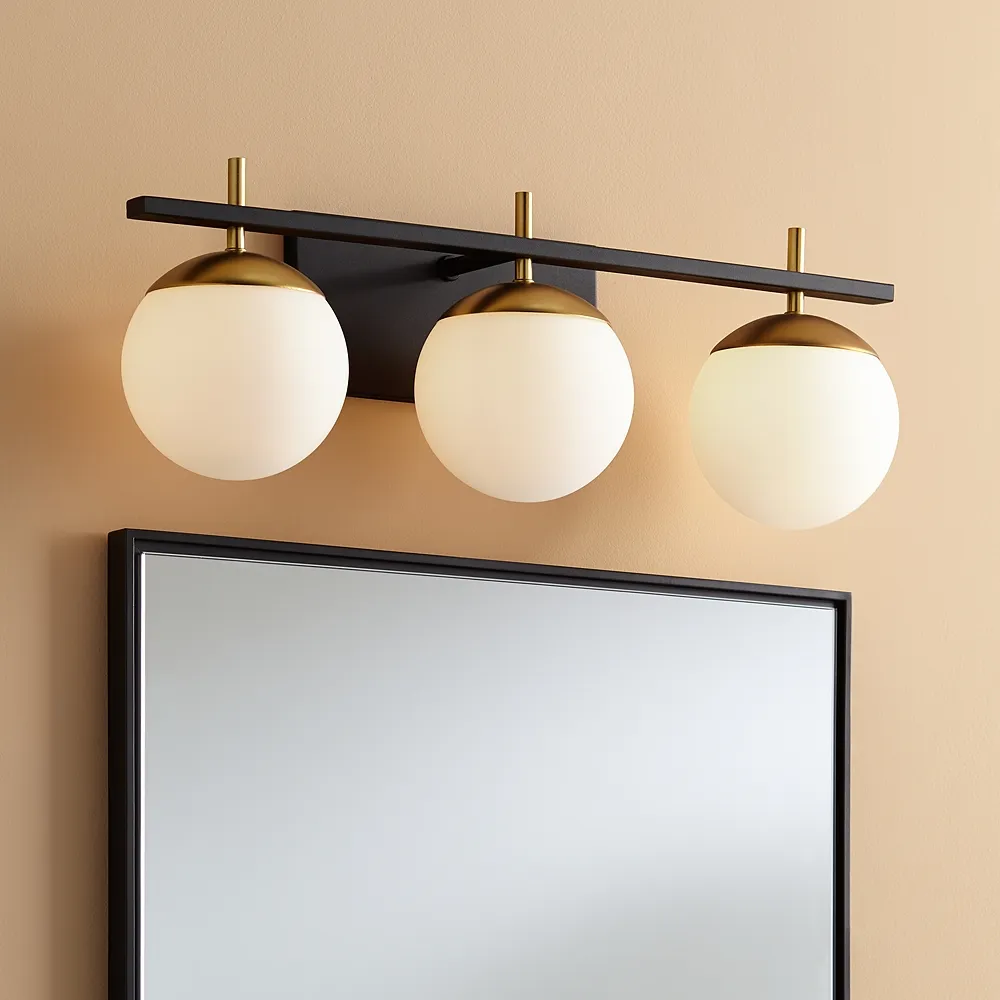 George Kovacs Alluria 24" Black and Gold 3-Light Modern Bath Light