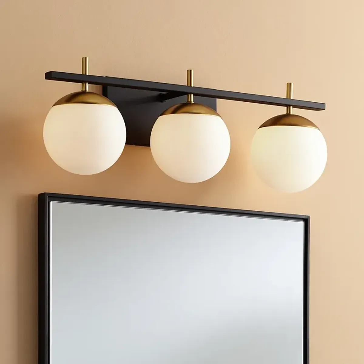 George Kovacs Alluria 24" Black and Gold 3-Light Modern Bath Light